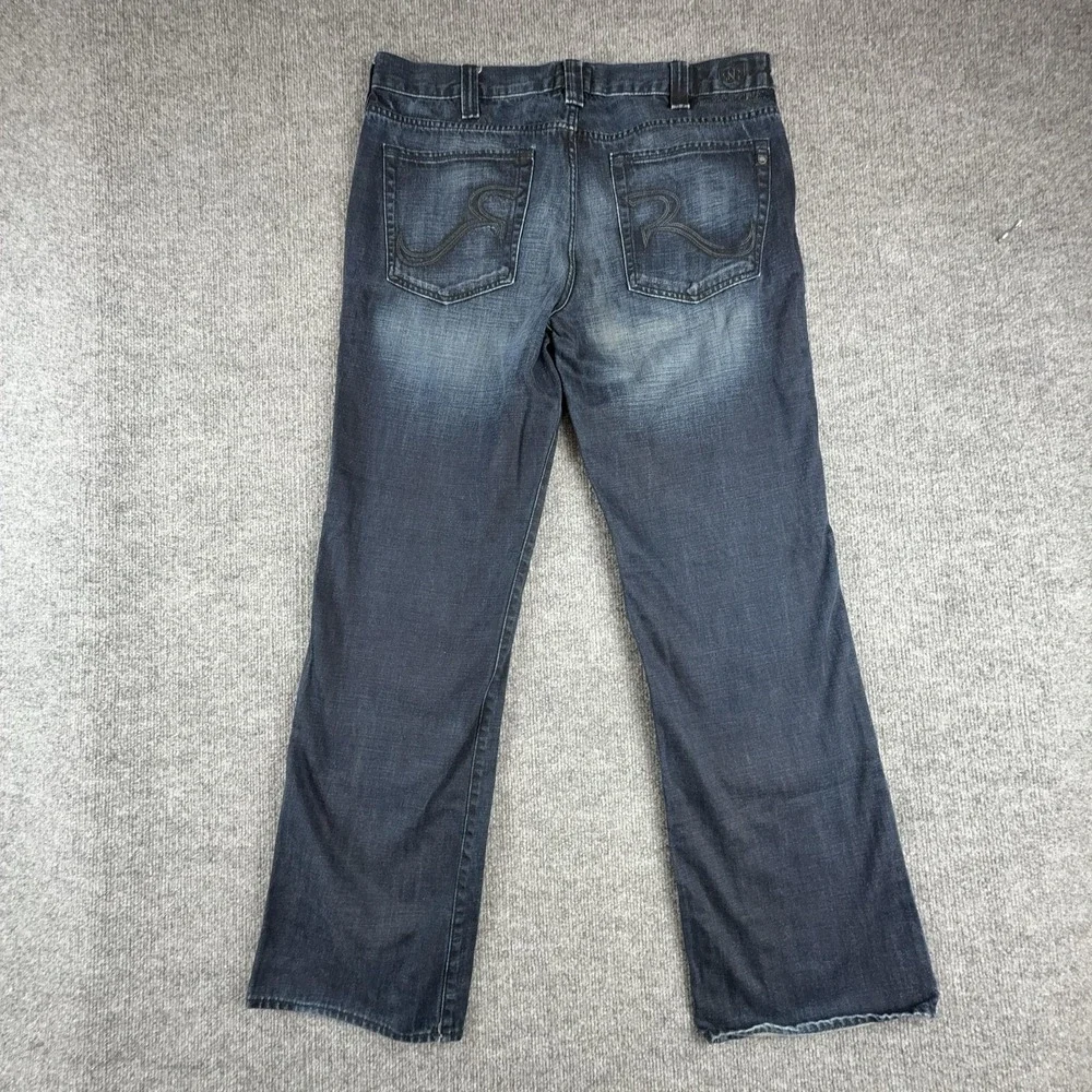 Rock & Republic Blast Jeans Mens 36x32 Blue Straight Leg Medium Wash Denim